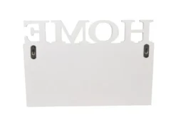 Wandkorb SALLY mit Haken & Home Motiv aus Metall Weiß 40x27cm