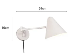 Wandlampe COSIMA mit Stecker, Schalter und Schwenkarm zum Lesen, Grau, Höhe 16cm