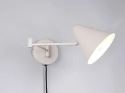 Wandlampe COSIMA mit Stecker, Schalter und Schwenkarm zum Lesen, Grau, Höhe 16cm