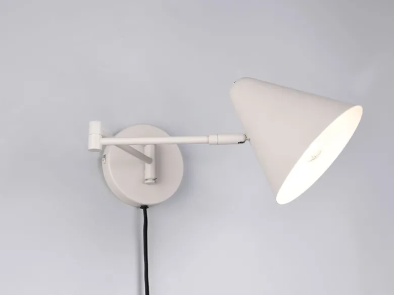Wandlampe COSIMA mit Stecker, Schalter und Schwenkarm zum Lesen, Grau, Höhe 16cm