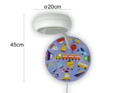 Wandlampe für Kinderzimmer mit Fahrzeug-Motiven, Flexarm, Höhe 20cm