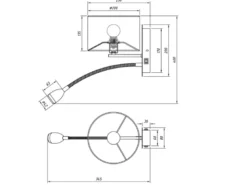 Wandlampe HOTEL mit Leselampe, Schalter & Stecker, Stoffschirm Weiß, Höhe 23,5cm