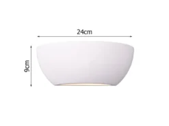 Wandlampe LED Gipsleuchte Weiß Up and Down, bemalbar, Breite 24cm