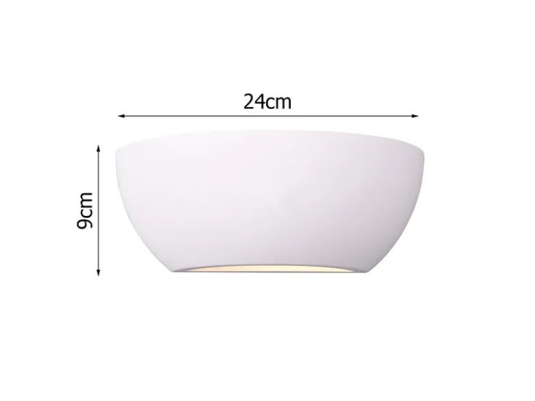 Wandlampe LED Gipsleuchte Weiß Up and Down, bemalbar, Breite 24cm