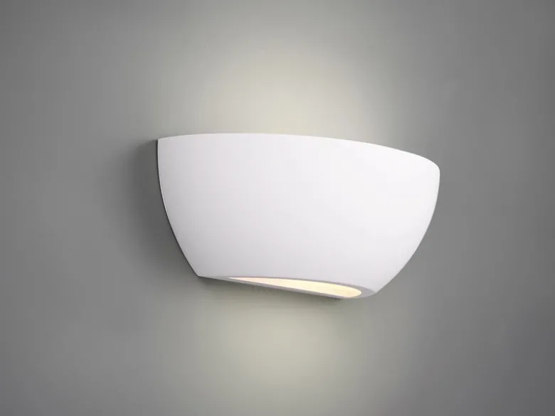 Wandlampe LED Gipsleuchte Weiß Up and Down, bemalbar, Breite 24cm