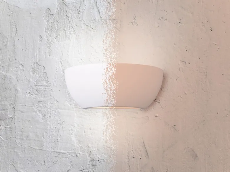 Wandlampe LED Gipsleuchte Weiß Up and Down, bemalbar, Breite 24cm