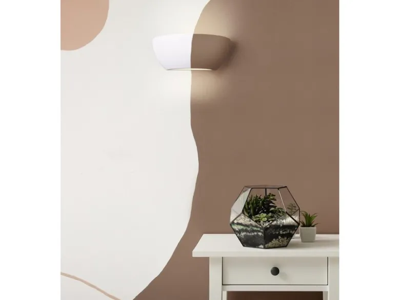 Wandlampe LED Gipsleuchte Weiß Up and Down, bemalbar, Breite 24cm