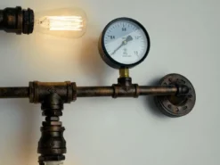 Wandleuchte AMARCORD 5-flammig in Wasserrohr Optik, Rost, Breite 114cm