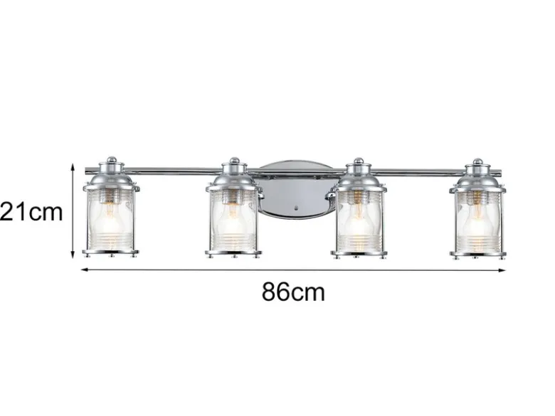 Wandleuchte ASHLAND BAY in Chrom für Badezimmer & Wohnraum, Breite 86cm