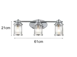 Wandleuchte ASHLAND BAY in Chrom für Badezimmer & Wohnraum, Breite 61cm