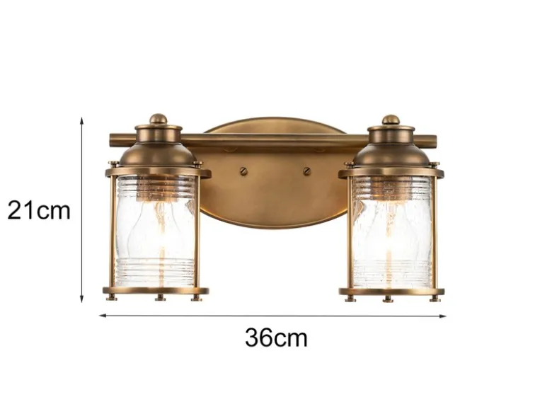Wandleuchte ASHLAND BAY in Messing für Badezimmer & Wohnraum, Breite 36cm