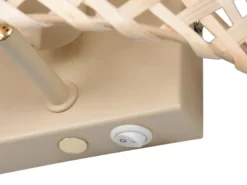 Wandleuchte BINA mit Lampenschirm aus Bambus & Schalter, Höhe 19cm