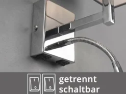 Wandleuchte CAIMA mit Schalter, LED Leselampe & Stoffschirm Grau, Höhe 31cm