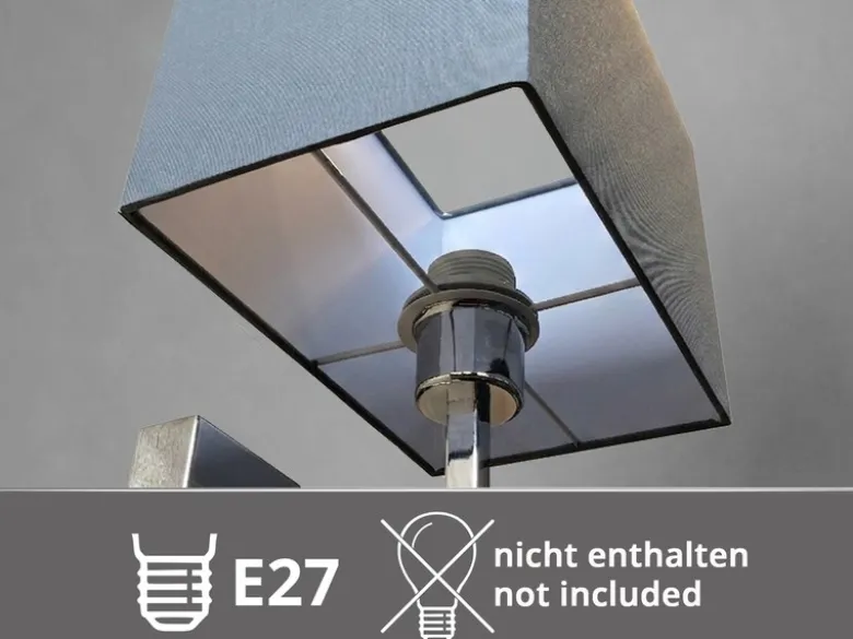 Wandleuchte CAIMA mit Schalter, LED Leselampe & Stoffschirm Grau, Höhe 31cm