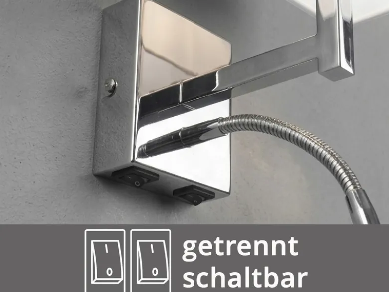 Wandleuchte CAIMA mit Schalter, LED Leselampe & Stoffschirm Weiß, Höhe 31cm