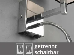Wandleuchte CAIMA mit Schalter, LED Leselampe & Stoffschirm Schwarz, Höhe 31cm