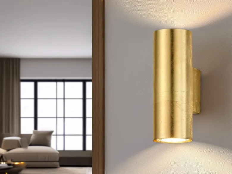 Wandleuchte CLEO in Gold foliert mit Up and Down Licht, Höhe 16,5cm