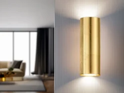 Wandleuchte CLEO in Gold foliert mit Up and Down Licht, Höhe 16,5cm