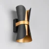 Wandleuchte COAT Schwarz Gold mit Updown Lichtaustritt, Höhe 21cm
