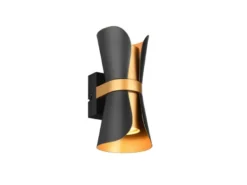 Wandleuchte COAT Schwarz Gold mit Updown Lichtaustritt, Höhe 21cm