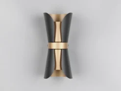 Wandleuchte COAT Schwarz Gold mit Updown Lichtaustritt, Höhe 21cm
