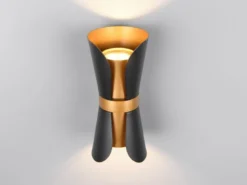 Wandleuchte COAT Schwarz Gold mit Updown Lichtaustritt, Höhe 21cm