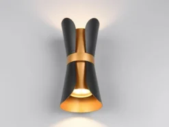 Wandleuchte COAT Schwarz Gold mit Updown Lichtaustritt, Höhe 21cm