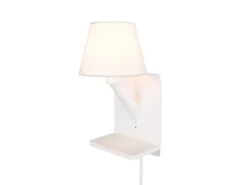 Wandleuchte COMFORT mit Stecker, Schalter & Ladefunktion Weiß, Höhe 31cm