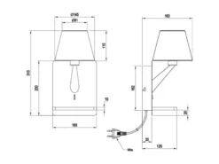 Wandleuchte COMFORT mit Stecker, Schalter & Ladefunktion Schwarz, Höhe 31cm