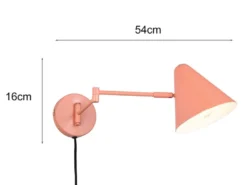 Wandleuchte COSIMA mit Stecker, Schalter und Schwenkarm, Apricot, Höhe 16cm