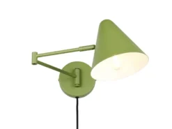 Wandleuchte COSIMA mit Stecker, Schalter und Schwenkarm, Grün, Höhe 16cm