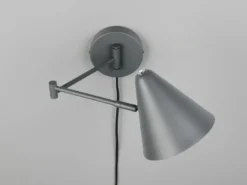 Wandleuchte COSIMA mit Stecker, Schalter und Schwenkarm, Anthrazit, Höhe 16cm