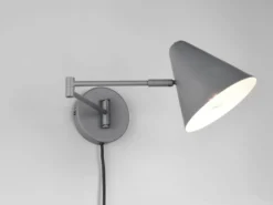 Wandleuchte COSIMA mit Stecker, Schalter und Schwenkarm, Anthrazit, Höhe 16cm