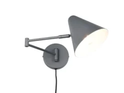 Wandleuchte COSIMA mit Stecker, Schalter und Schwenkarm, Anthrazit, Höhe 16cm