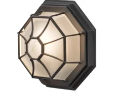Wandleuchte / Deckenlampe für Außen schwarz mit gefrostetem Acrylglas Ø 27cm