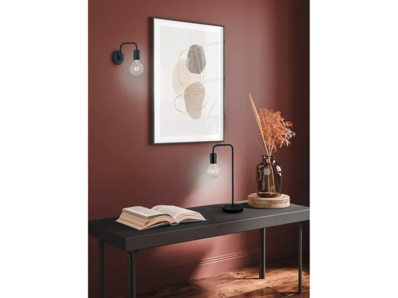 Wandleuchte DIALLO Schwarz mit Schalter, Höhe 15cm