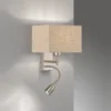 Wandleuchte DREAM mit LED Leselampe & Stoffschirm Beige, Höhe 38cm