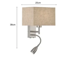 Wandleuchte DREAM mit LED Leselampe & Stoffschirm Beige, Höhe 38cm