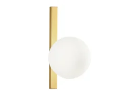 Wandleuchte ENOIRE 1-flammig Gold mit Glaskugel Opalweiß, Höhe 28cm