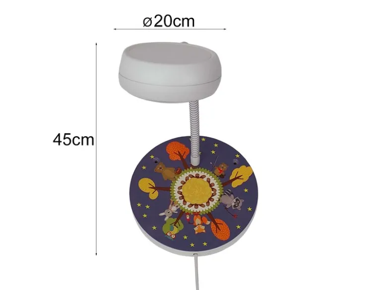 Wandleuchte für Kinderzimmer mit Wald-Motiv, Flexarm, Höhe 20cm