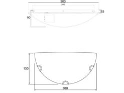 Wandleuchte LANA halbrund Glas Weiß, Breite 30cm