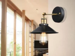 Wandleuchte LENIUS mit schwenkbarem Metallschirm Schwarz, Ø 22cm