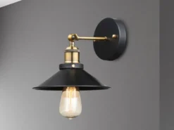 Wandleuchte LENIUS mit schwenkbarem Metallschirm Schwarz, Ø 22cm