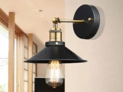 Wandleuchte LENIUS mit schwenkbarem Metallschirm Schwarz, Ø 22cm