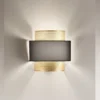 Wandleuchte LOUNGE Metall Gold mit Stoffblende Schwarz, Breite 25cm