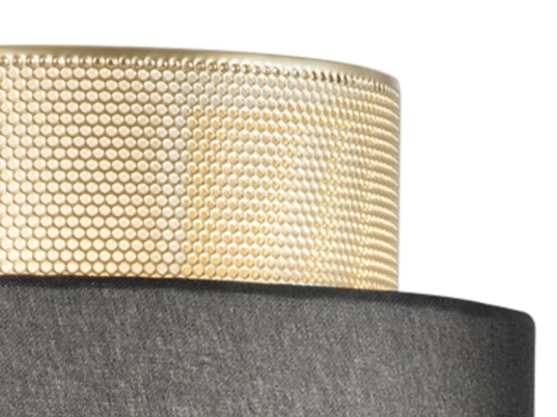 Wandleuchte LOUNGE Metall Gold mit Stoffblende Schwarz, Breite 25cm