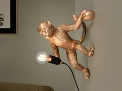 Wandleuchte LOUY mit Stecker und Schalter Affenlampe Gold, Höhe 36,5cm