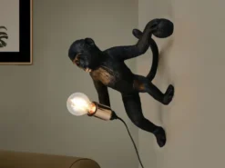 Wandleuchte LOUY mit Stecker und Schalter Affenlampe Schwarz, Höhe 36,5cm