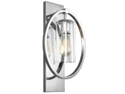 Wandleuchte MARLENA aus massivem Stahl Chrom mit Glas, Höhe 45,7cm