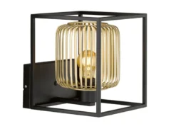 Wandleuchte mit Lamellen Lampenschirm Gold, Quadrat 23cm